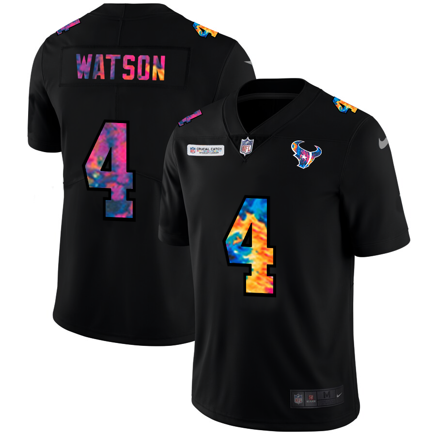 NFL Houston Texans #4 Deshaun Watson Men Nike MultiColor Black 2020  Crucial Catch Vapor Untouchable Limited Jersey